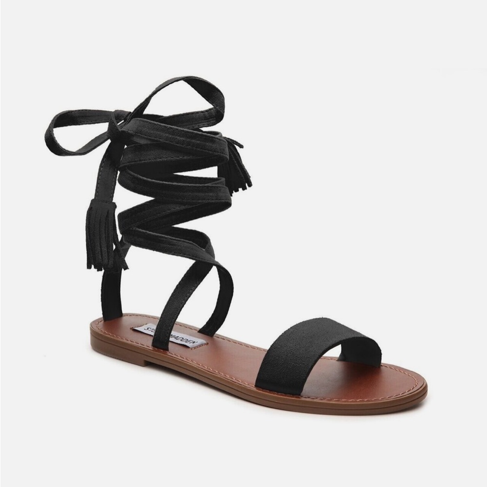 Steve Madden Black Tied Up Strappy Sandals Size 6.5